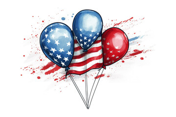 American flag vector clipart set for USA Independence Day. 4 July vector clipart on white background. American Independence Day digital clip art. Stars and stripes American flag decor. Generative Ai