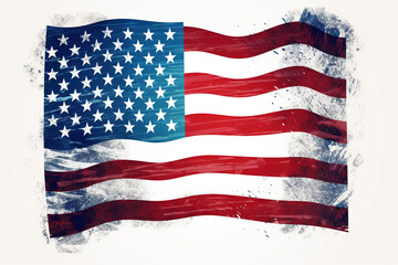 American flag vector clipart set for USA Independence Day. 4 July vector clipart on white background. American Independence Day digital clip art. Stars and stripes American flag decor. Generative Ai