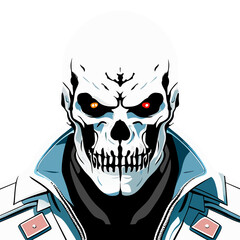 Skull in a leather jacket. illustration on white background.