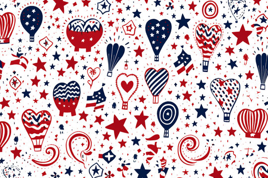 American flag vector clipart set for USA Independence Day. 4 July vector clipart on white background. American Independence Day digital clip art. Stars and stripes American flag decor. Generative Ai