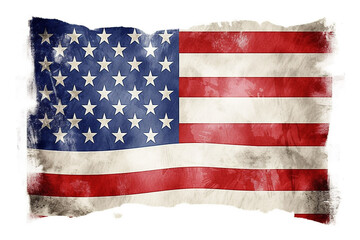 American flag vector clipart set for USA Independence Day. 4 July vector clipart on white background. American Independence Day digital clip art. Stars and stripes American flag decor. Generative Ai