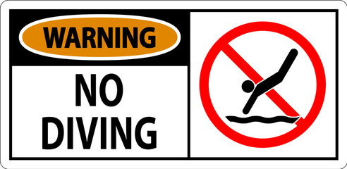 Swimming Pool Sign Warning No Diving