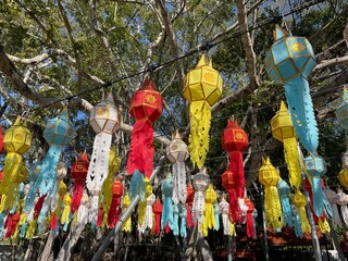 Northern Thailand lanterns Hang it inside the temple.