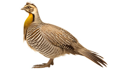 Majestic Greater Prairie Chicken Roaming Free in the Wilderness Isolated on Transparent Background PNG.