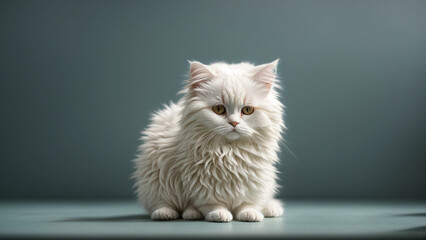 Fototapeta na wymiar the beauty of simplicity by capturing the White Persian Cat in minimalist poses on a solid color background
