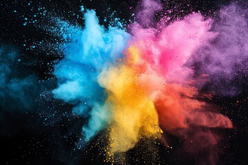 Fototapeta premium Explosion of colored powder on black background