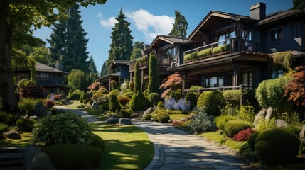 Obraz premium Modern house in the suburbs in Summer