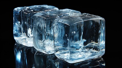 Ice blocks on black background