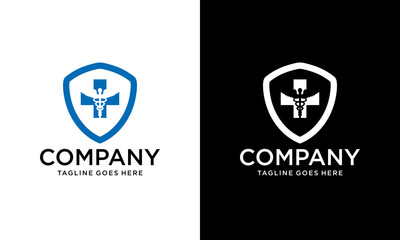 Health Protection With Shield Logo Design Vector Template For Medical Or Insurance Company.