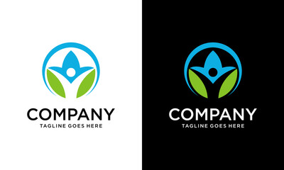 people & nature balance, eco lifestyle concept vector icon. healthy growth Concept. Healthy - vector logo template illustration. Man figure on leaves. Ecological and biological product concept sign. 