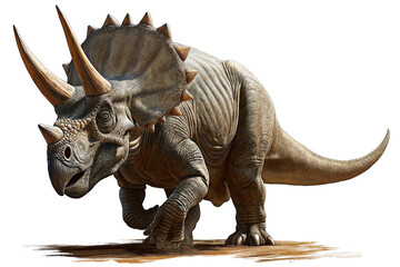 Fototapeta premium Triceratops Isolated on White, Transparent PNG Format, 6K High Resolution, Error Free Hand Retouched AI Artwork