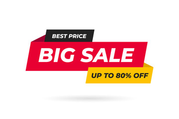 Big sale banner promotions. Trendy red sale tag and sticker design. Vector illustration