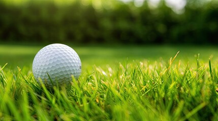 Obraz premium Golf ball on grass.. Generative AI