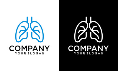 Creative blue lungs outline icon on white background. Editable stroke. Vector illustration.