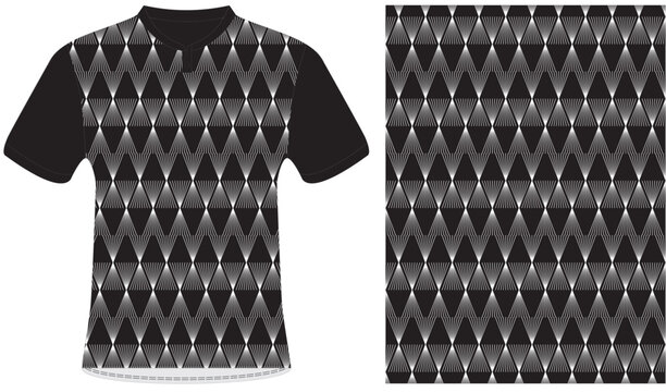 Jersey design sublimation t shirt Premium geometric pattern and wallpaper for walls colour white on black