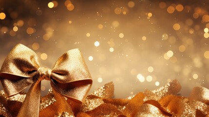 golden ribbon elements with glitter decoration.