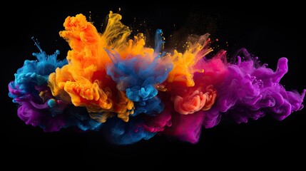 Multicolored Powder Splash. Generative AI