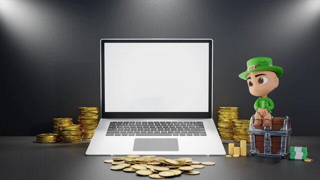 Digital Pot of Gold: St. Patrick's Day Themed Tech Setup black background