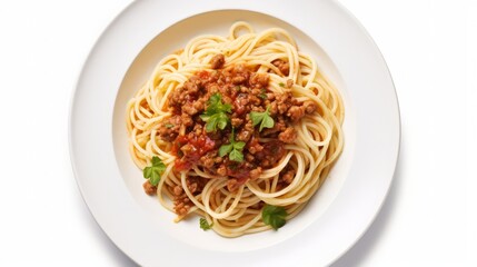 Spaghetti Bolognese with Fresh Basil Garnish