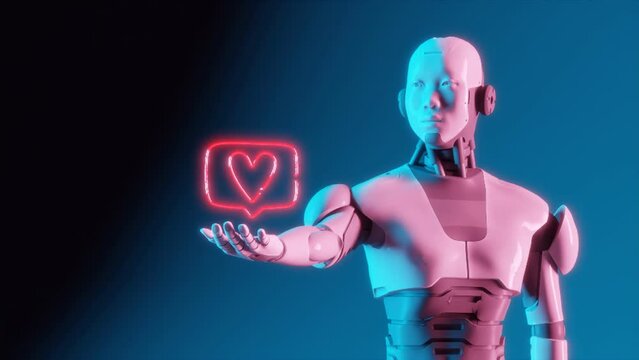 Cybernetic Compassion: A Robot Presenting a Neon Heart