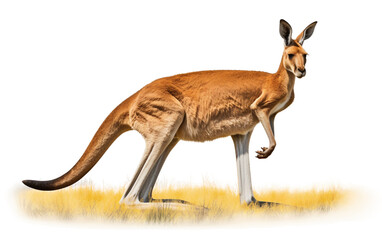 Naklejka na ściany i meble Boundless Beauty: Red Kangaroo's Leisurely Feast in the Open Grassland Isolated on Transparent Background PNG.
