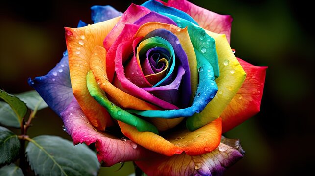 Rainbow Rose. Generative AI