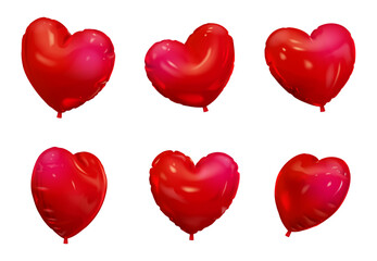 A set of heart balloons from different angles