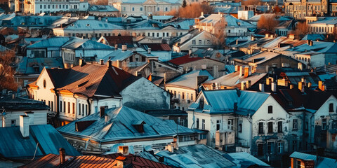 Top View Of Building Rooftops For Wallpaper Created Using Artificial Intelligence