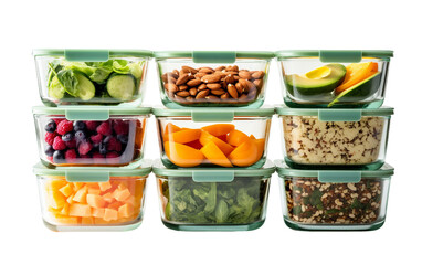 Sleek Glass Containers Tailored for Convenient School Lunch Prepping Isolated on Transparent Background PNG.