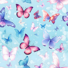 Butterflies, Mixed Media, pastel hues, vector, Seamless patterns
