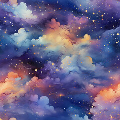 Obraz na płótnie Canvas Celestial Dreams, cosmic colors, vector, Seamless patterns