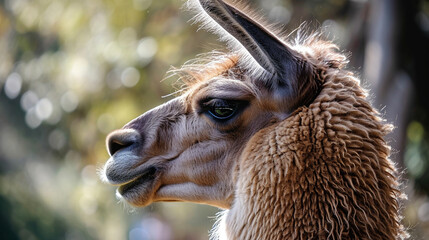 A Llama's Profile Portrait - Close Up