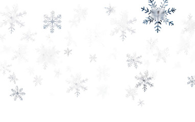 Enchanting Dance of Frosty Snowflakes Falling Isolated on Transparent Background PNG.