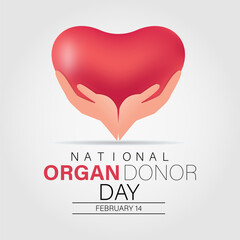 Organ Donor Day observed every year on february 14. Vector health banner, flyer, poster and social medial template design.