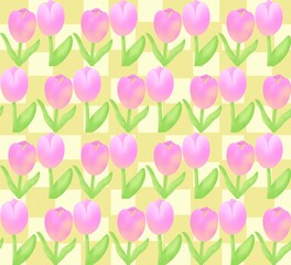 pattern with pink tulips