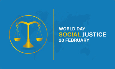 World Day of Social Justice celebrated every year of 20th February, Vector banner, flyer, poster and social medial template design.