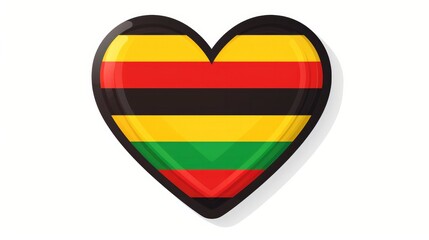 Symbolic Heart with Colors of the African Flag - Red, Yellow, and Green. Copyspace. Embodying the Spirit of Black History Month, African American Culture, and the Strength of Black People.