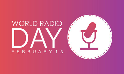 World Radio Day celebrated every year on 13th February. Vector banner, flyer, poster and social medial template design.