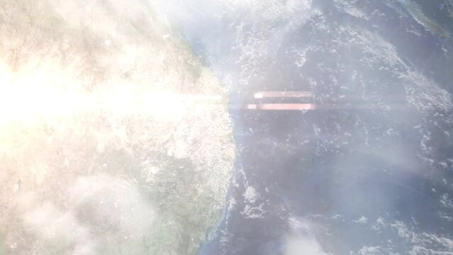 Zoom in from space and focus on Brisbane, Australia. 3D Animation. Background for travel intro. Elements of this image furnished by NASA.