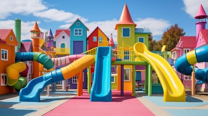 Colorful playground in the small village