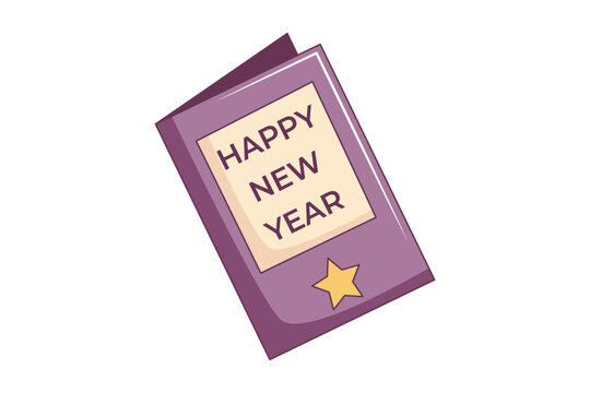 New Year Greeting Card Sticker Design