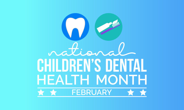 National Children’s Dental Health Month observed every year in month of february. Vector health banner, flyer, poster and social medial template design.