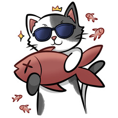 Cat Cartoon Wearing Sunglasses