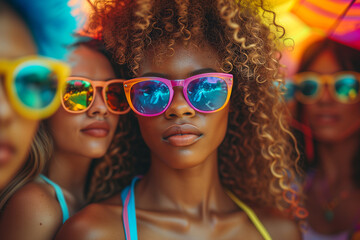 Group of people wearing sunglasses. diversity