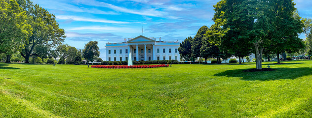 Panoramic view of the White House in the American capital of Washington DC, in the United States of...