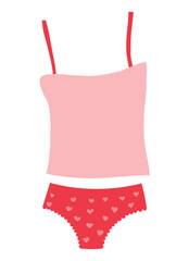 Hand Drawn Cute Underwear, Camisole and Panty Cartoon Vector Illustration