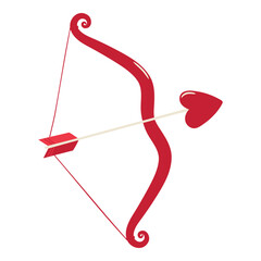 Hand Drawn Archery Cupid, Bow and Heart Arrow Illustration