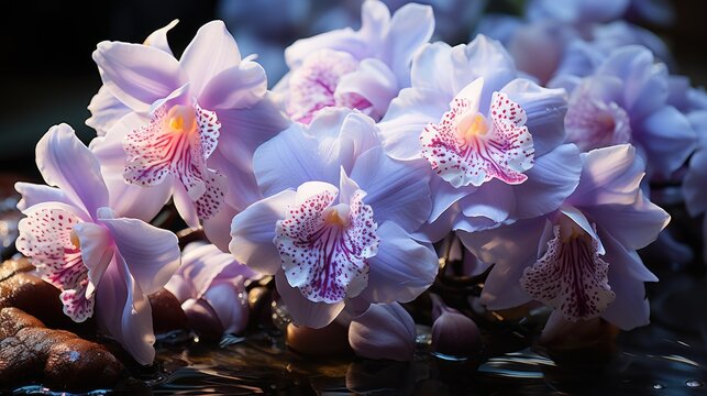 Fresh purple and white orchids