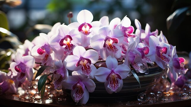 Fresh purple and white orchids