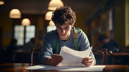 A worried high school student looking at  - obrazy, fototapety, plakaty